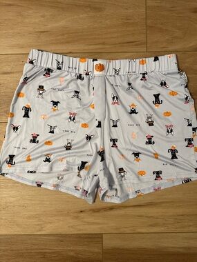 Gray/Purple Halloween Puppy Print Lounge Shorts